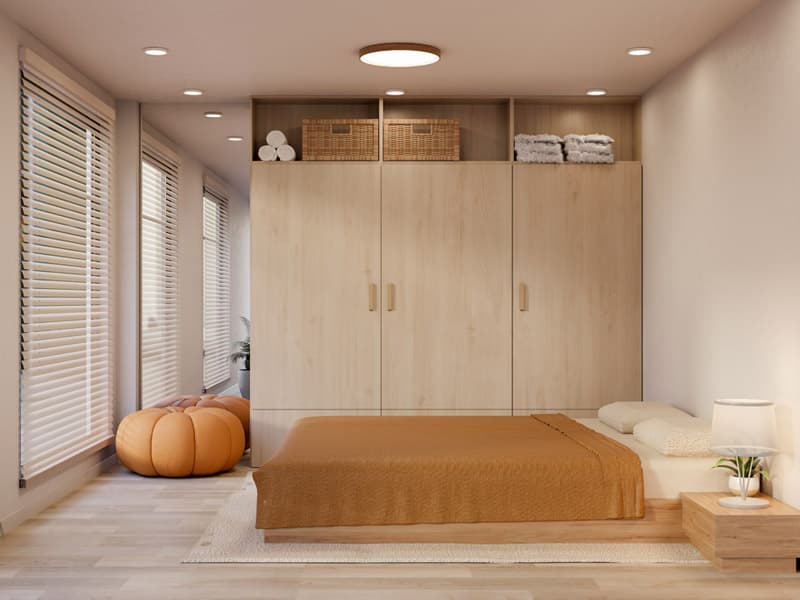 Scandinavian Warm Bedroom design in Bangalore