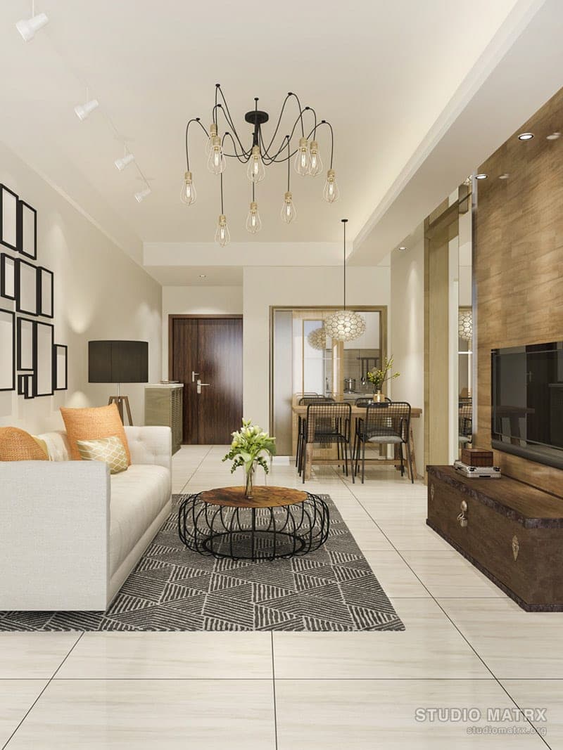 Modern Minimal Living Room design in Bangalore