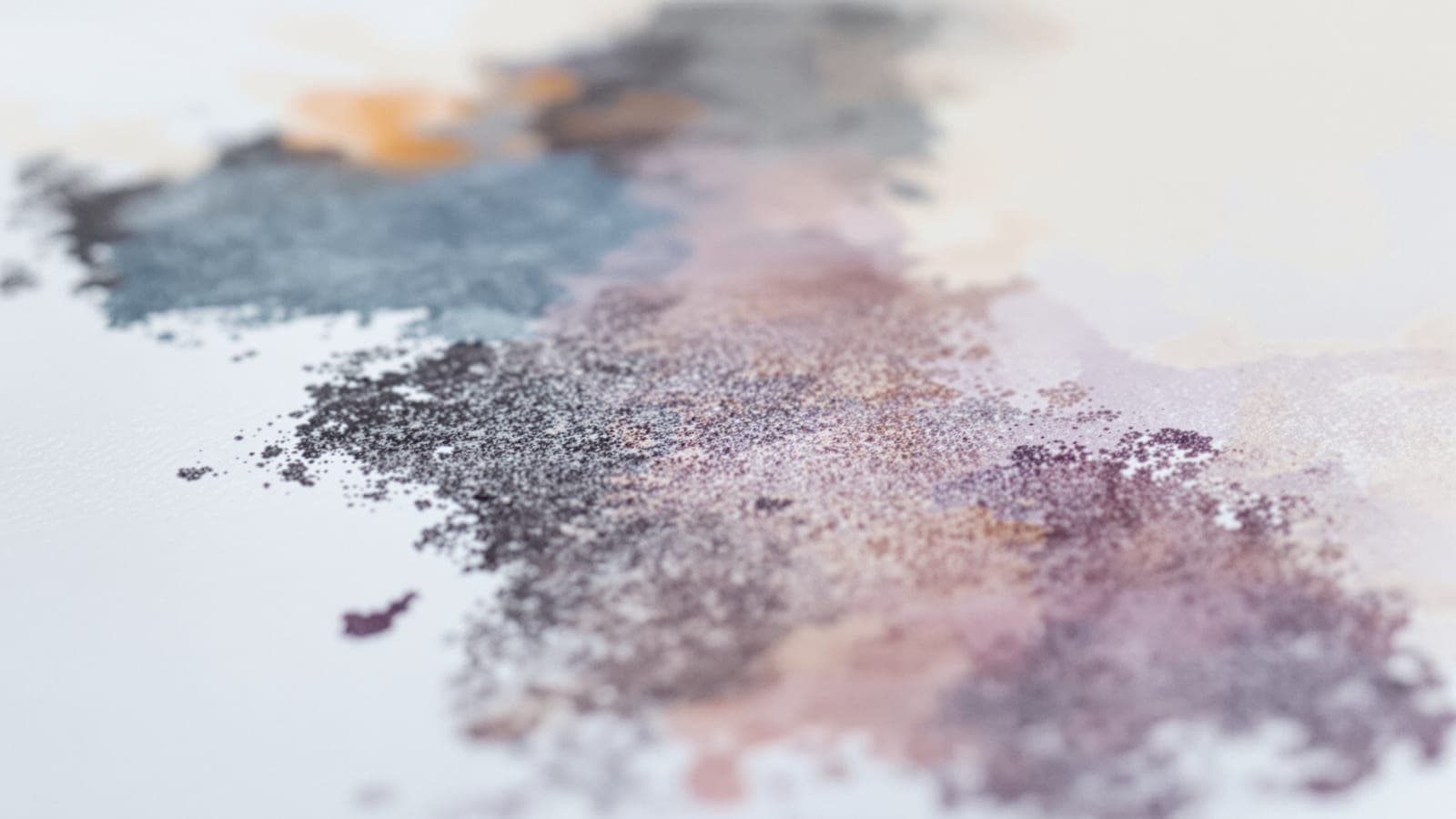 A dry pastel and pencil drawing photographed out of focus, its colours blurring into soft masses of light and dark with one mass dominating