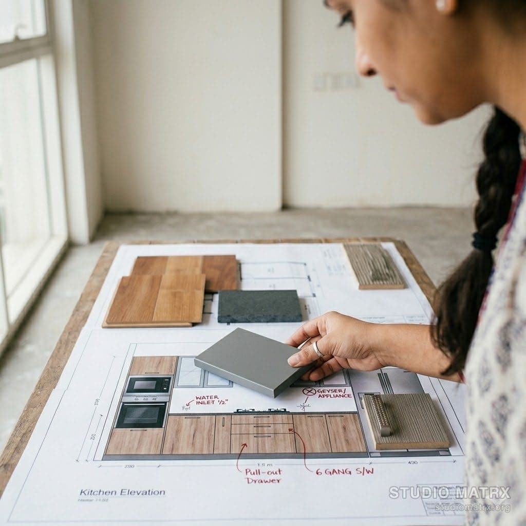 Modular kitchen being planned with samples