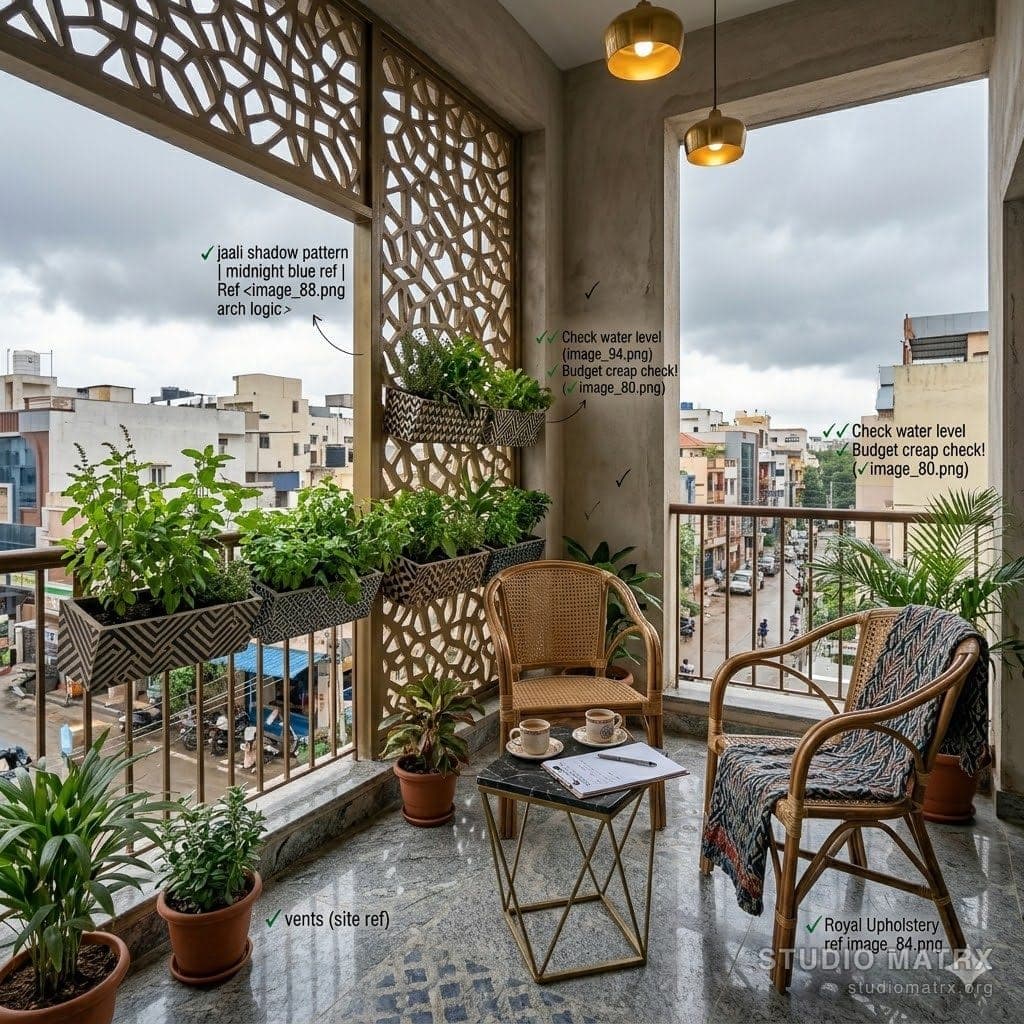 Compact apartment balcony garden