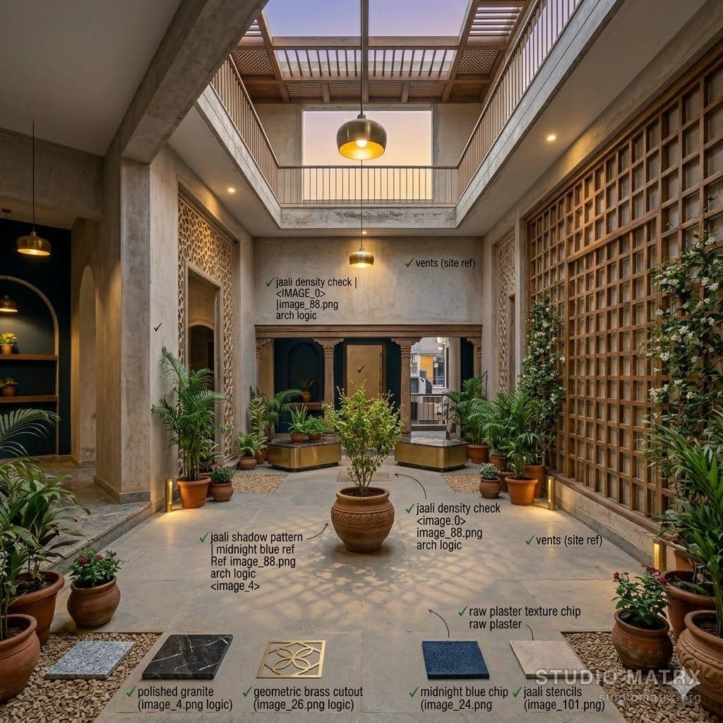 Villa courtyard with skylight