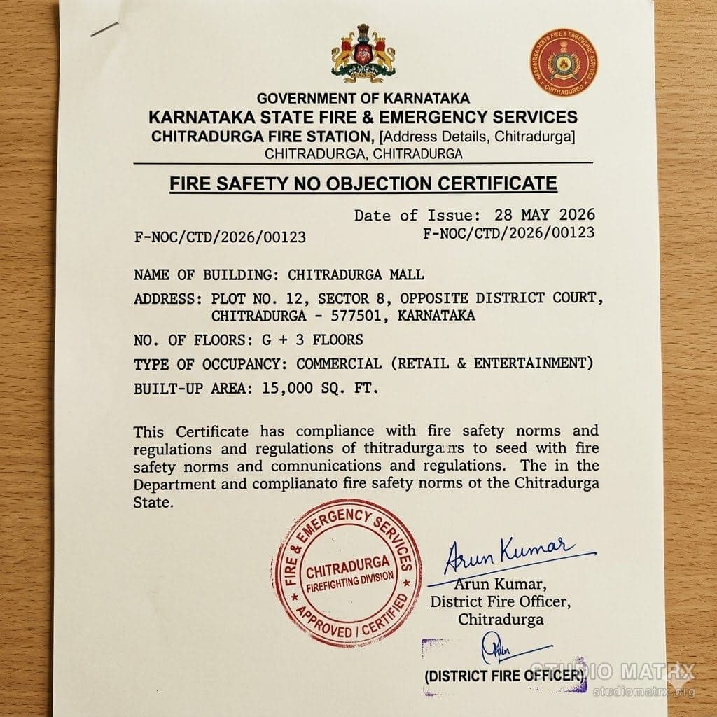Fire NOC certificate stamped by department