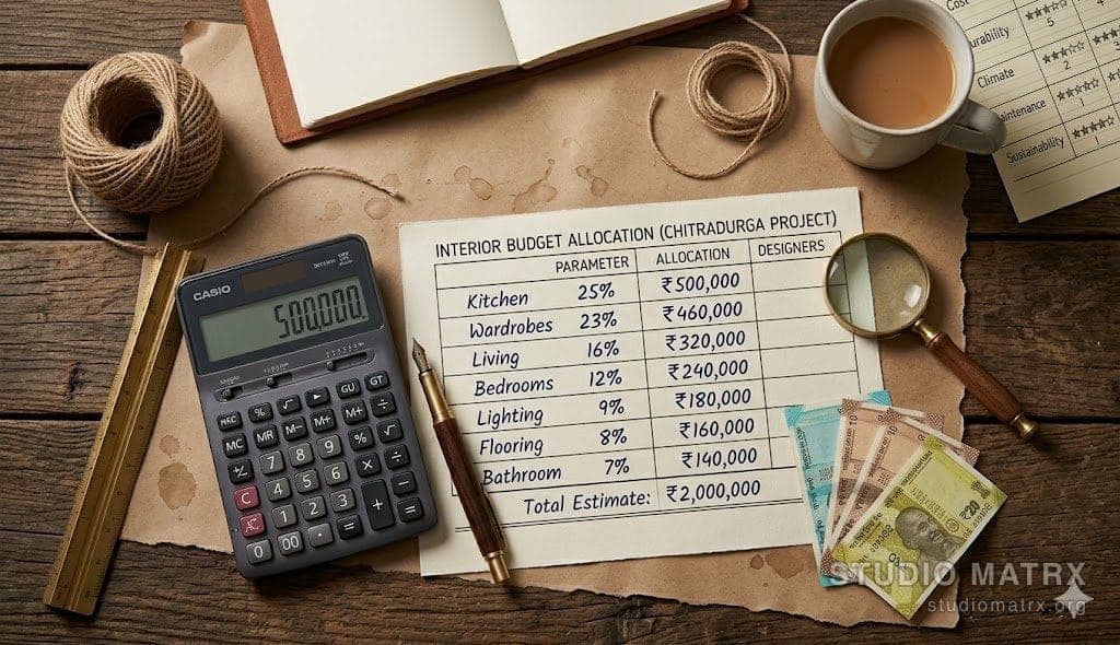 Indian interior budget allocation across rooms