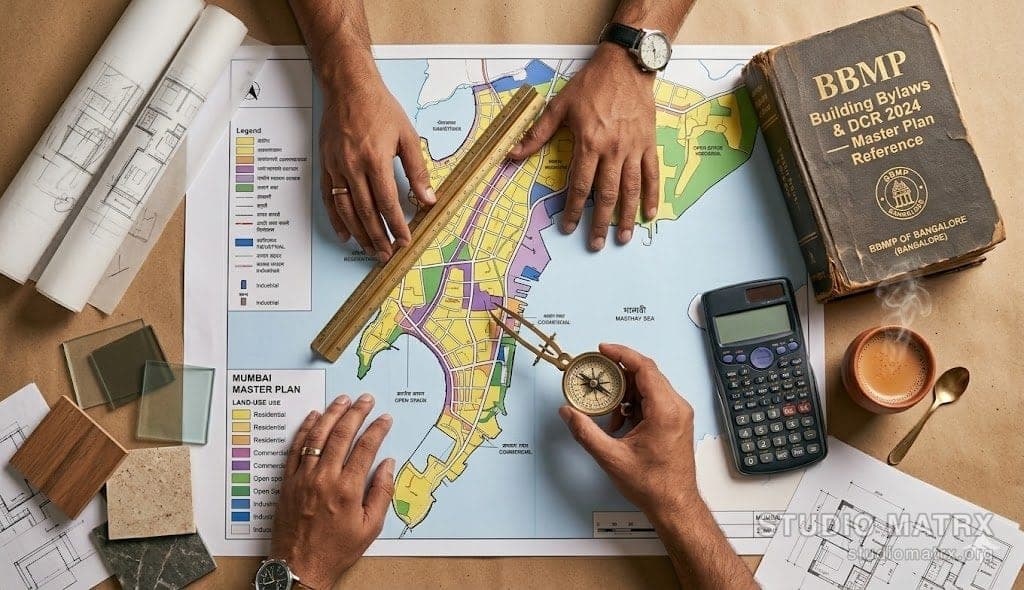 Indian city zoning map with building bylaws