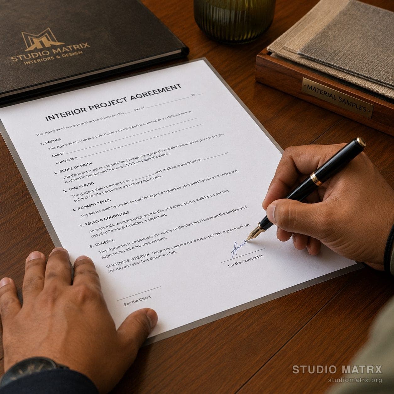 Contract being signed