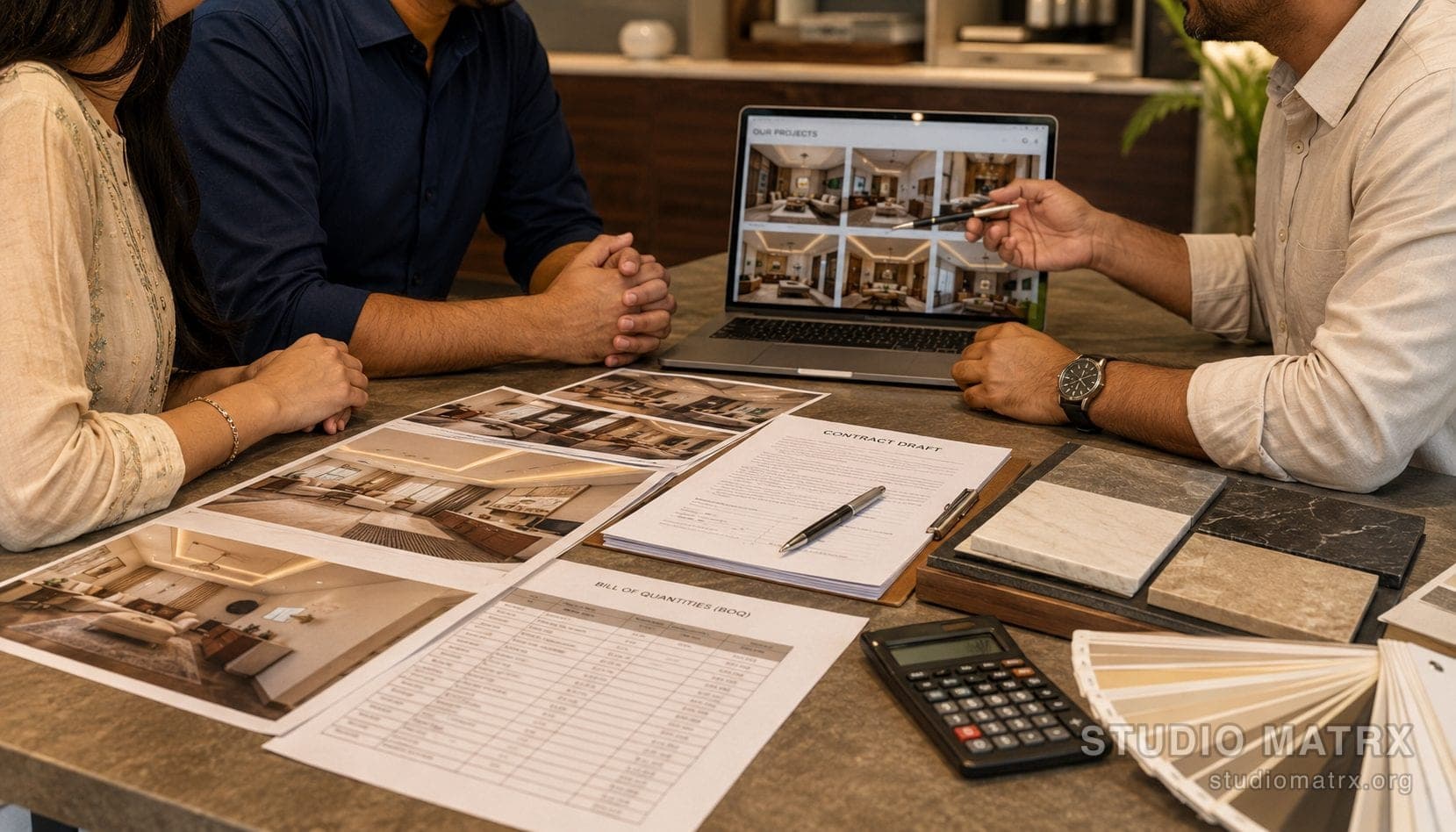Homeowner vetting an Indian interior contractor