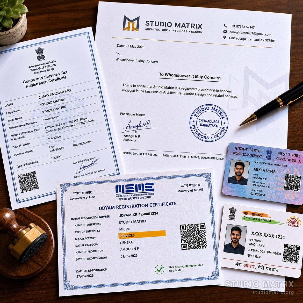 Contractor license and GST certificate