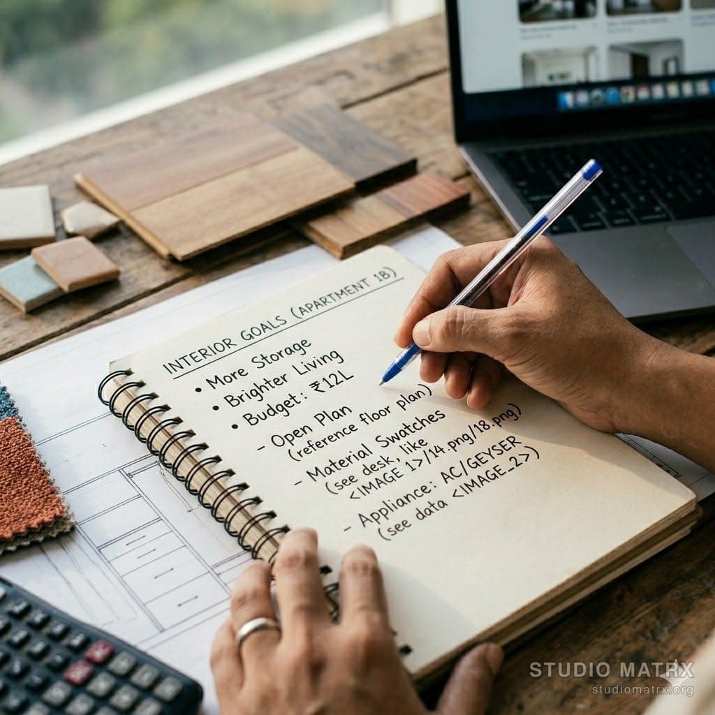Homeowner noting interior goals
