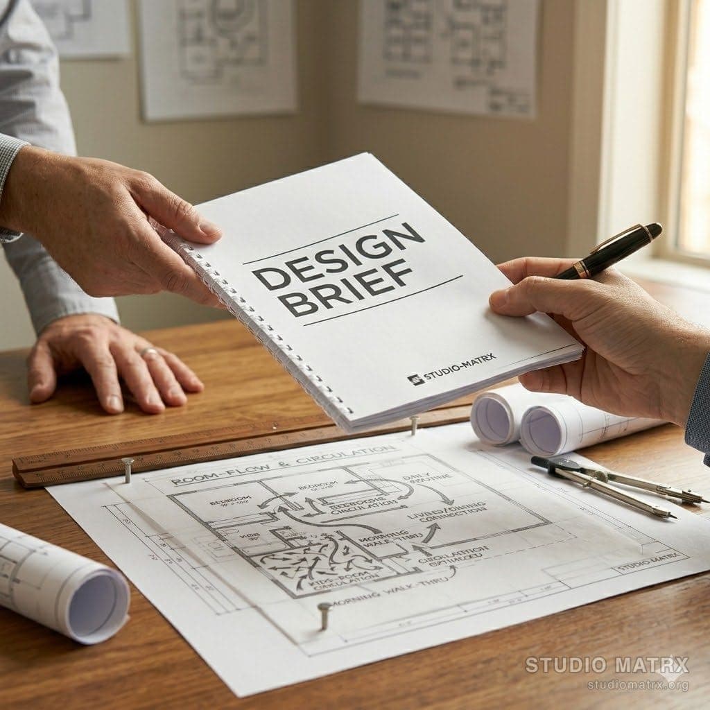 Printed design brief handed over to interior designer