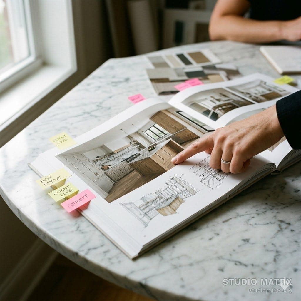 Reviewing designer portfolio