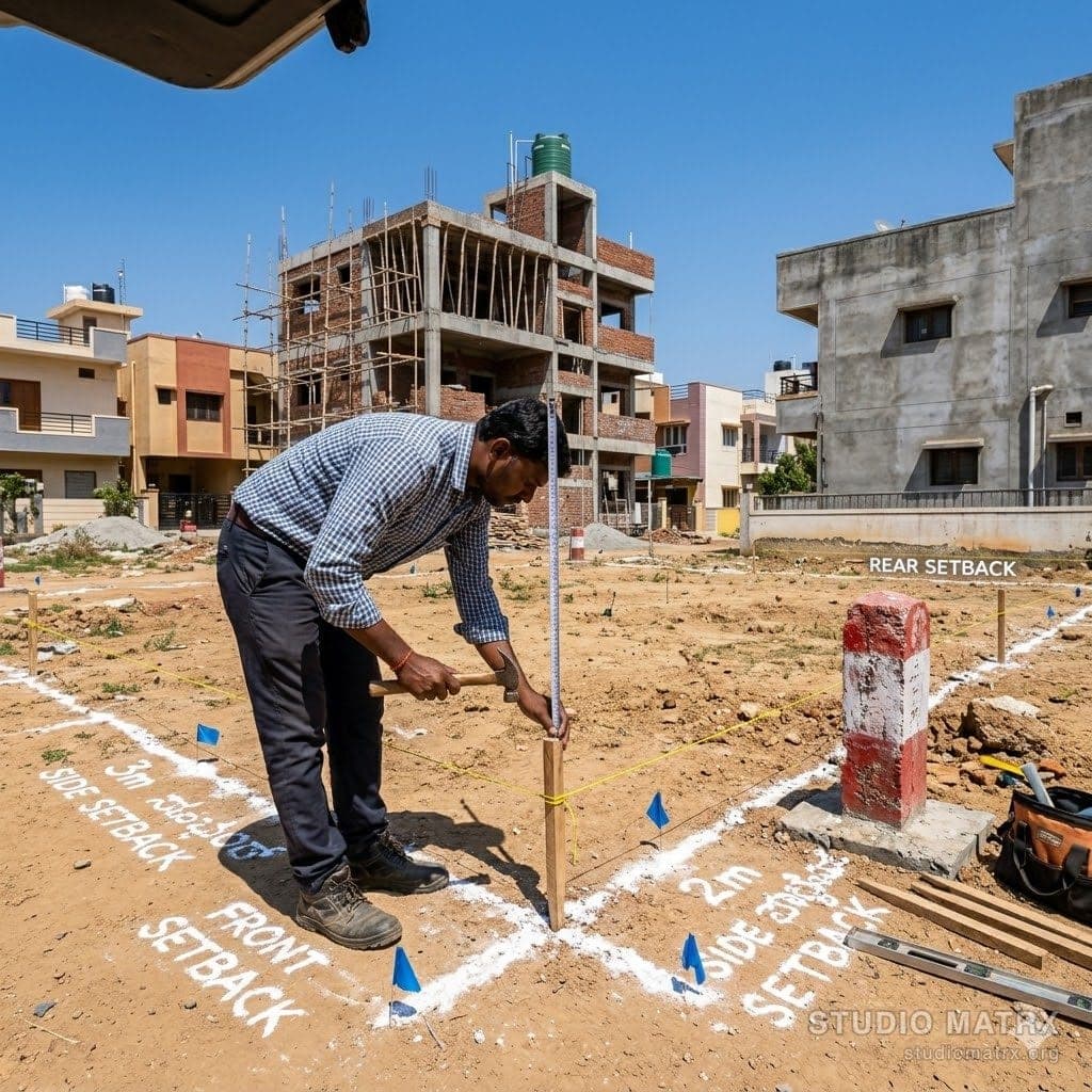 Surveyor marking setbacks