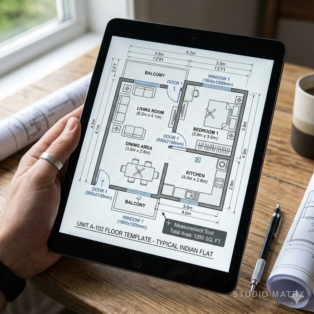 Indian apartment floor template on screen