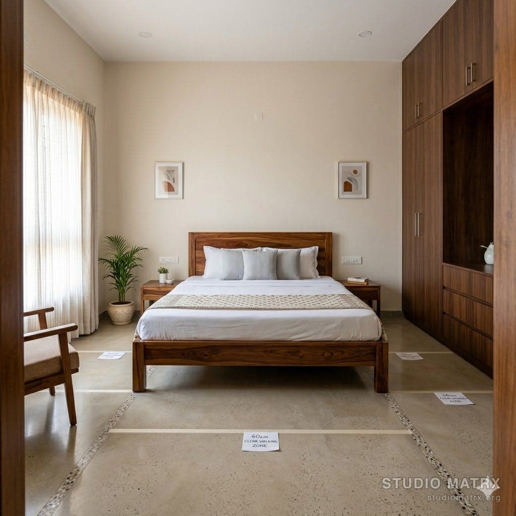 Bedroom with bed and side-table clearance