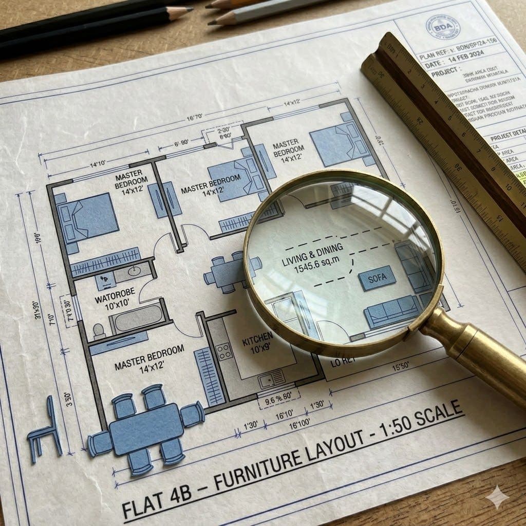 Scaled furniture layout plan