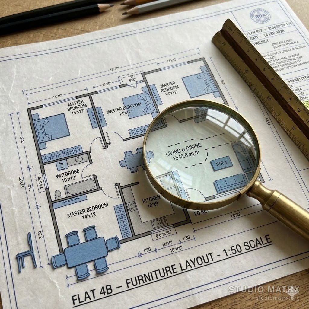 Scaled furniture layout plan