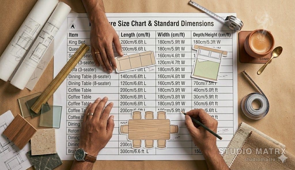 Designer with furniture sample dimensions