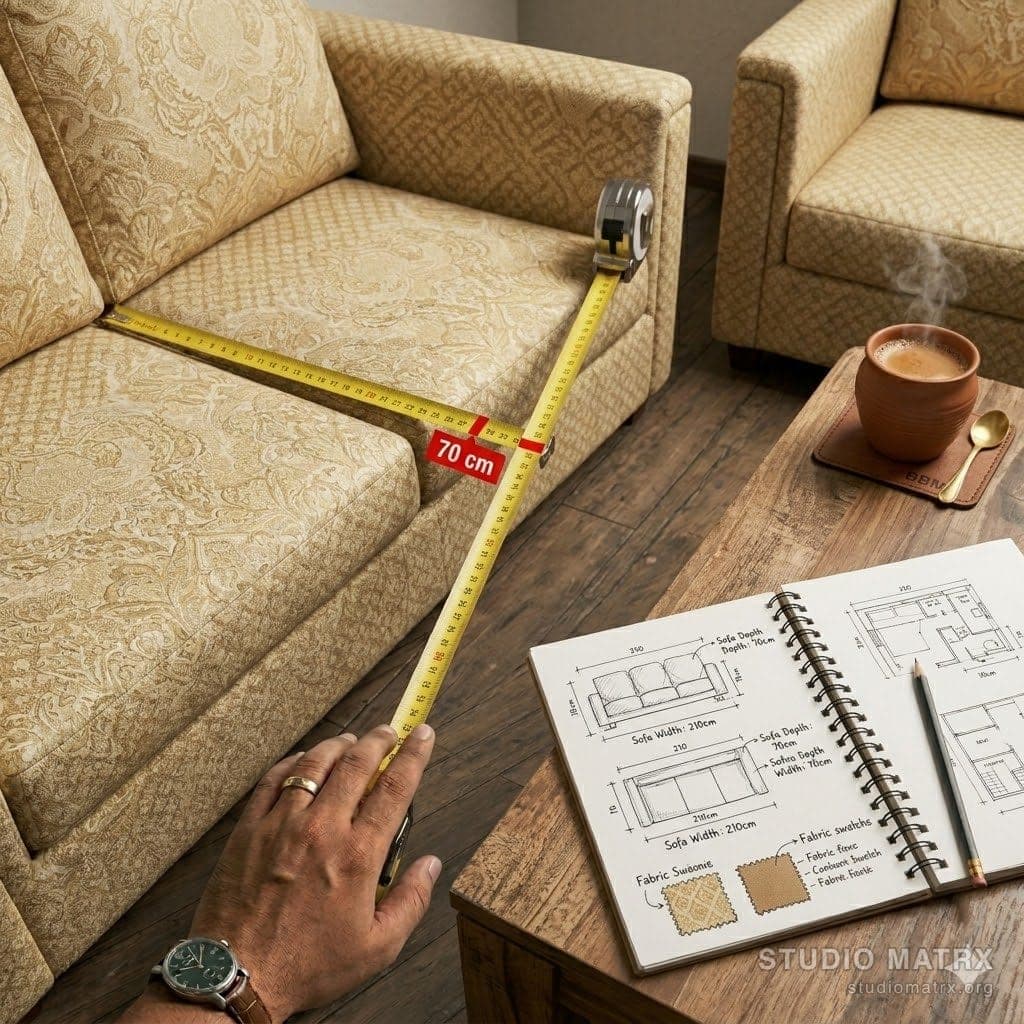 Designer measuring furniture