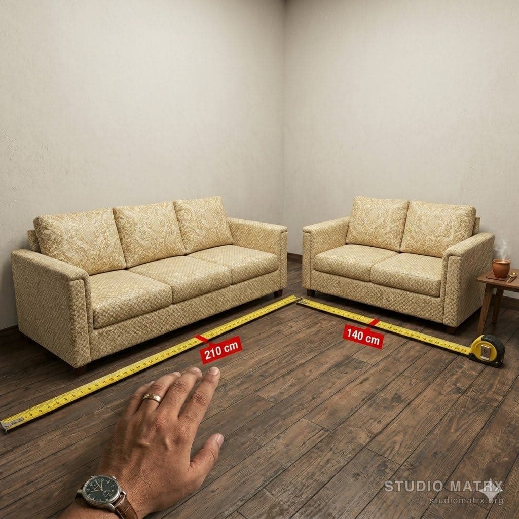 Three-seater sofa next to two-seater