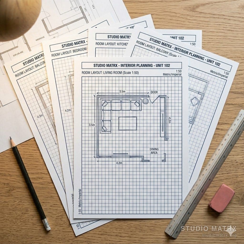 Printed graph-grid layout sheets