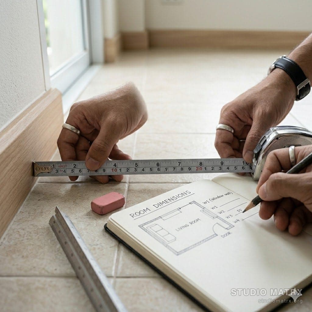 Measuring a room to scale the grid