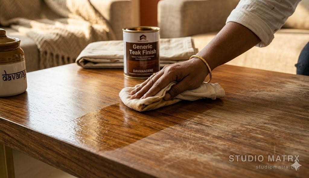 Polishing teak furniture to restore sheen