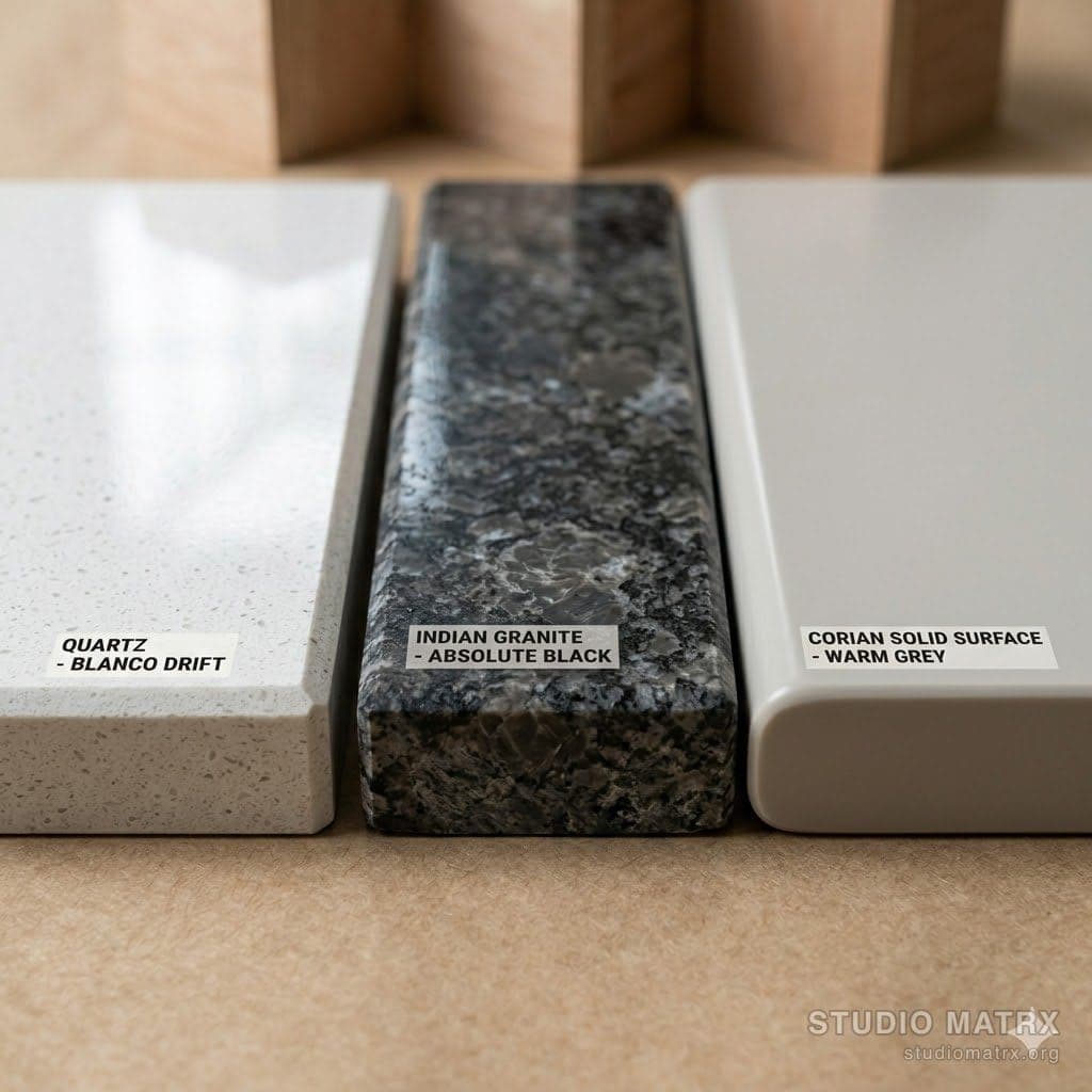 Quartz and granite countertop edges