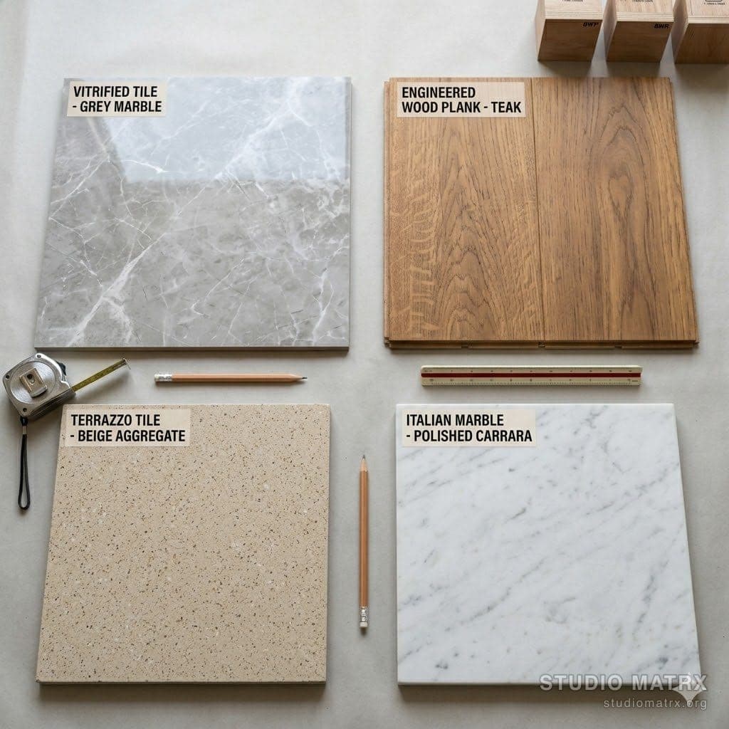 Tile and wood flooring options