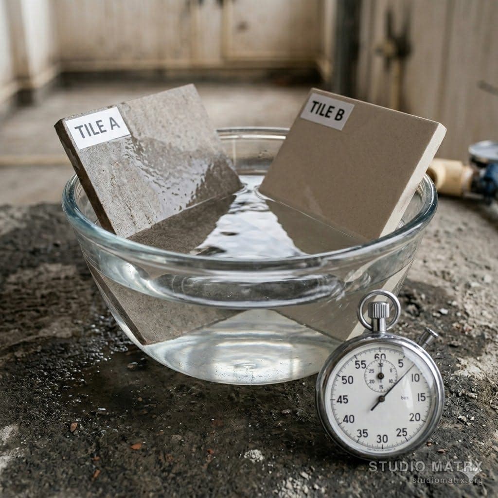 Vitrified tile water absorption test in glass bowl