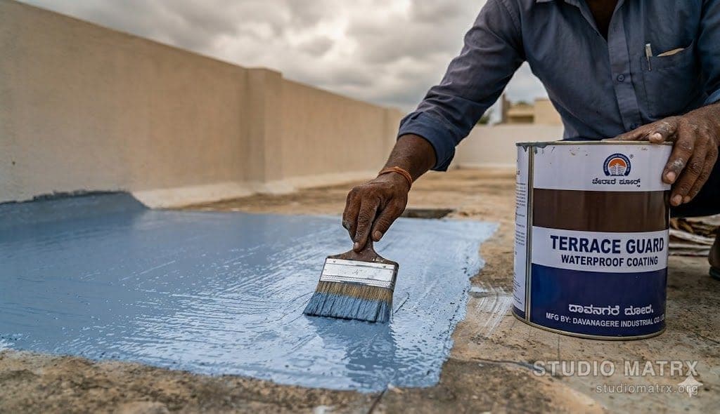 Waterproof coating applied on terrace slab