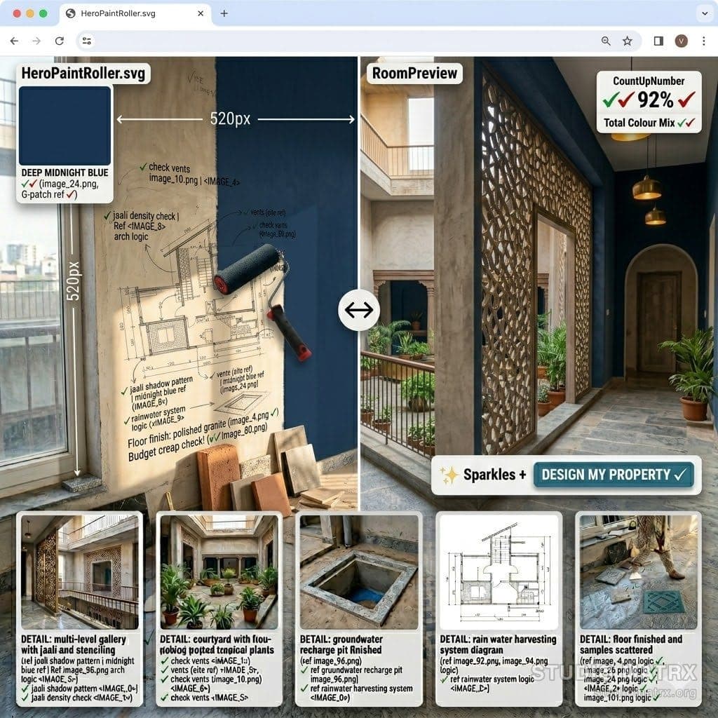 Painter and curated paint colours in a finished interior
