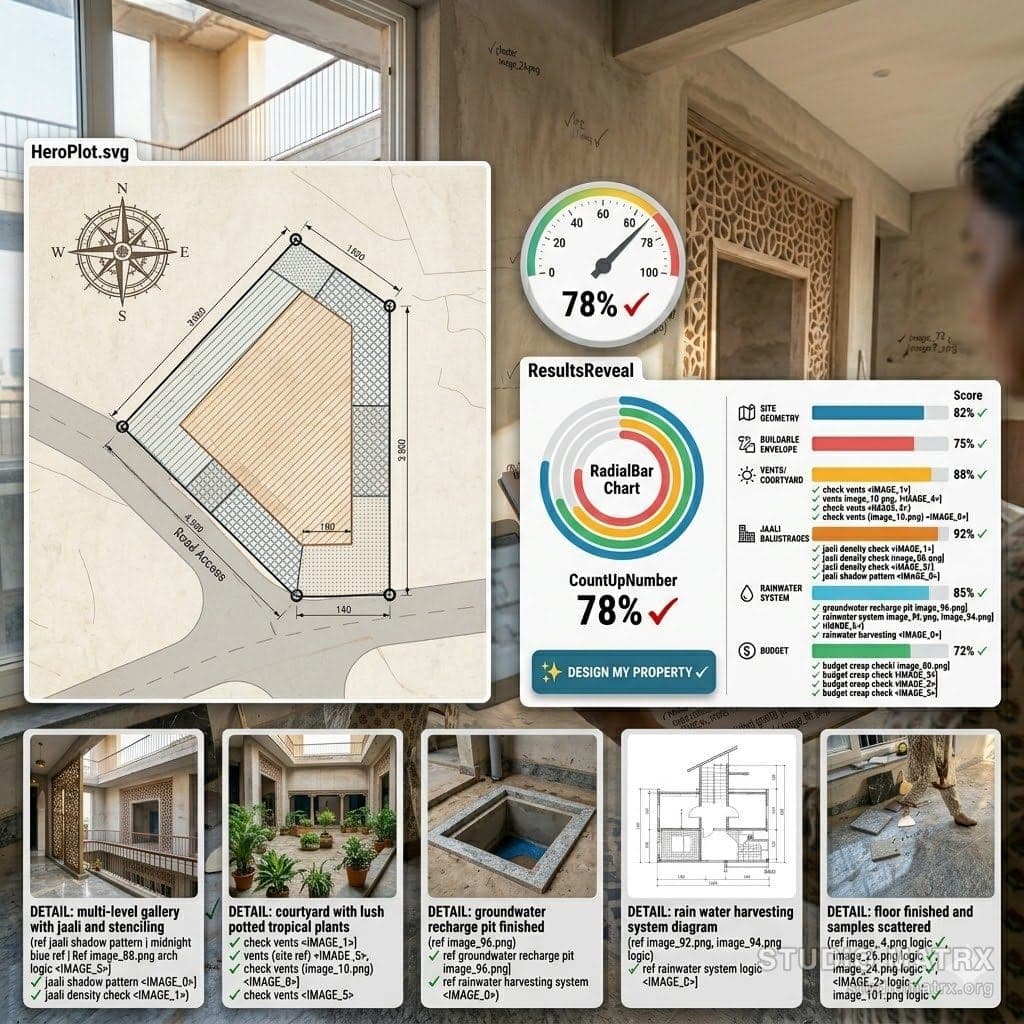 Surveyor evaluating a residential plot