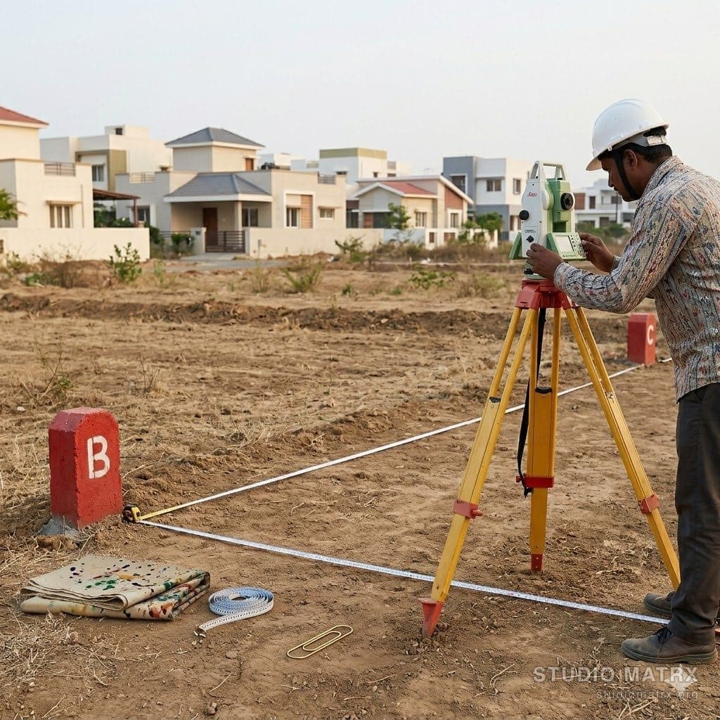 Indian surveyor on a residential plot