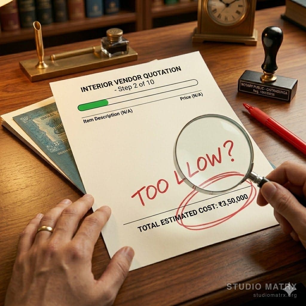 Vendor quotation flagged with red marker