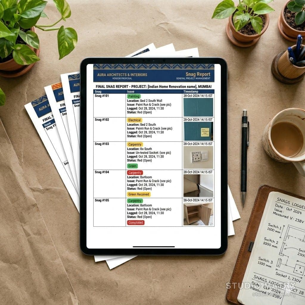 Snag report PDF on a tablet