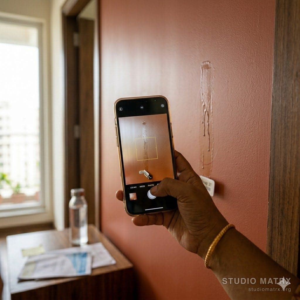Phone photographing snag location for report