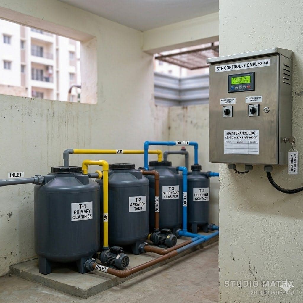 Sewage treatment plant in apartment basement