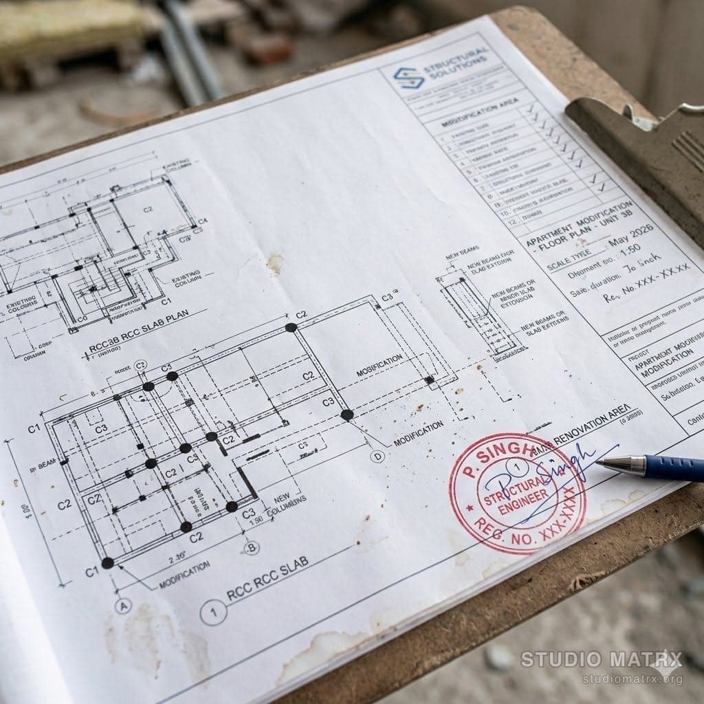 Stamped structural drawing with RCC engineer approval