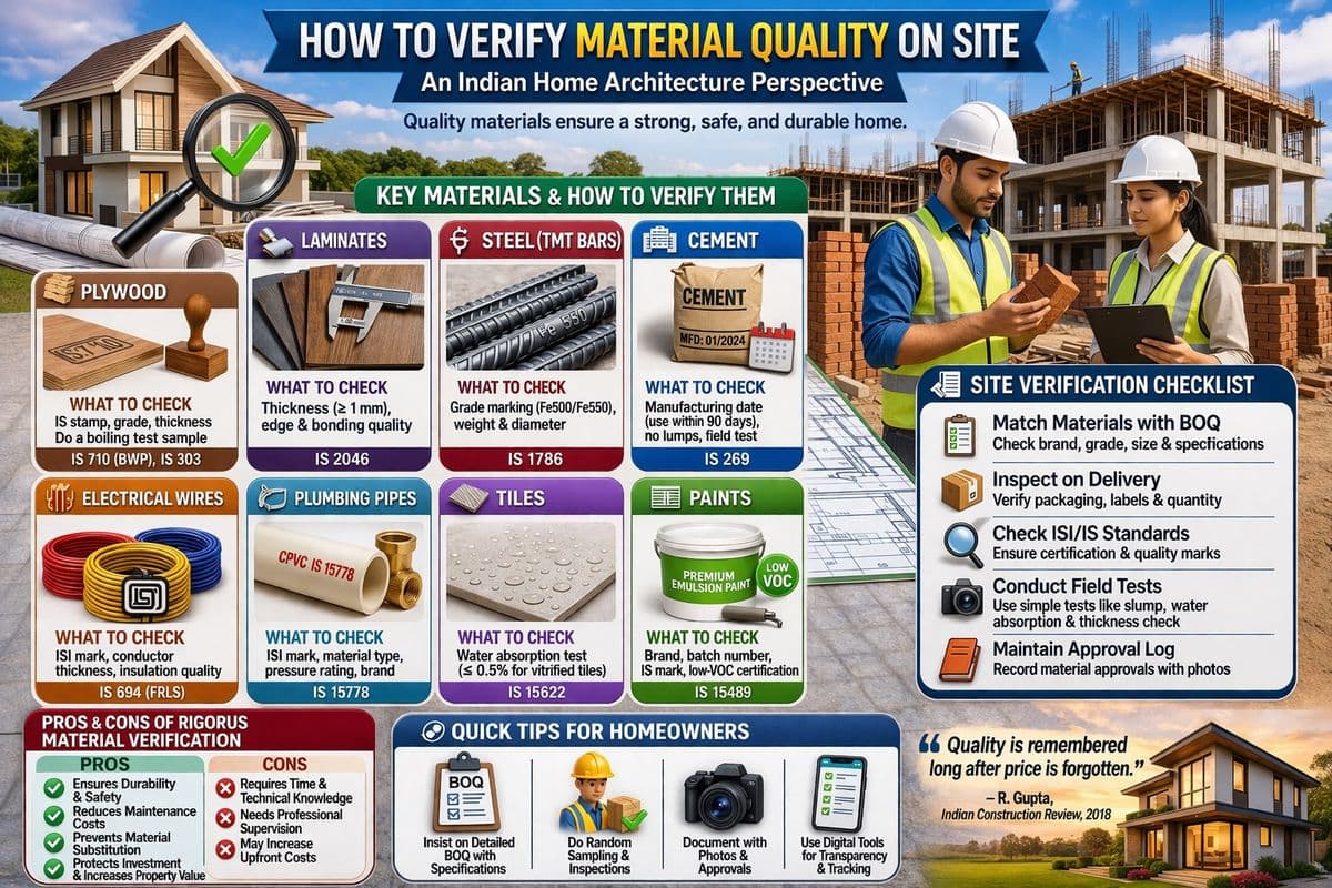 Steps to Verify Material Quality on Site - An Indian Home Architecture Perspective