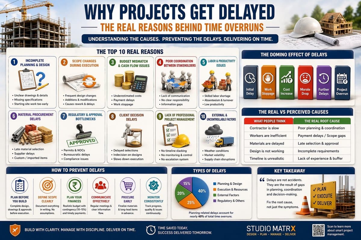 Why Projects Get Delayed – The Real Reasons Behind Time Overruns in Construction and Design