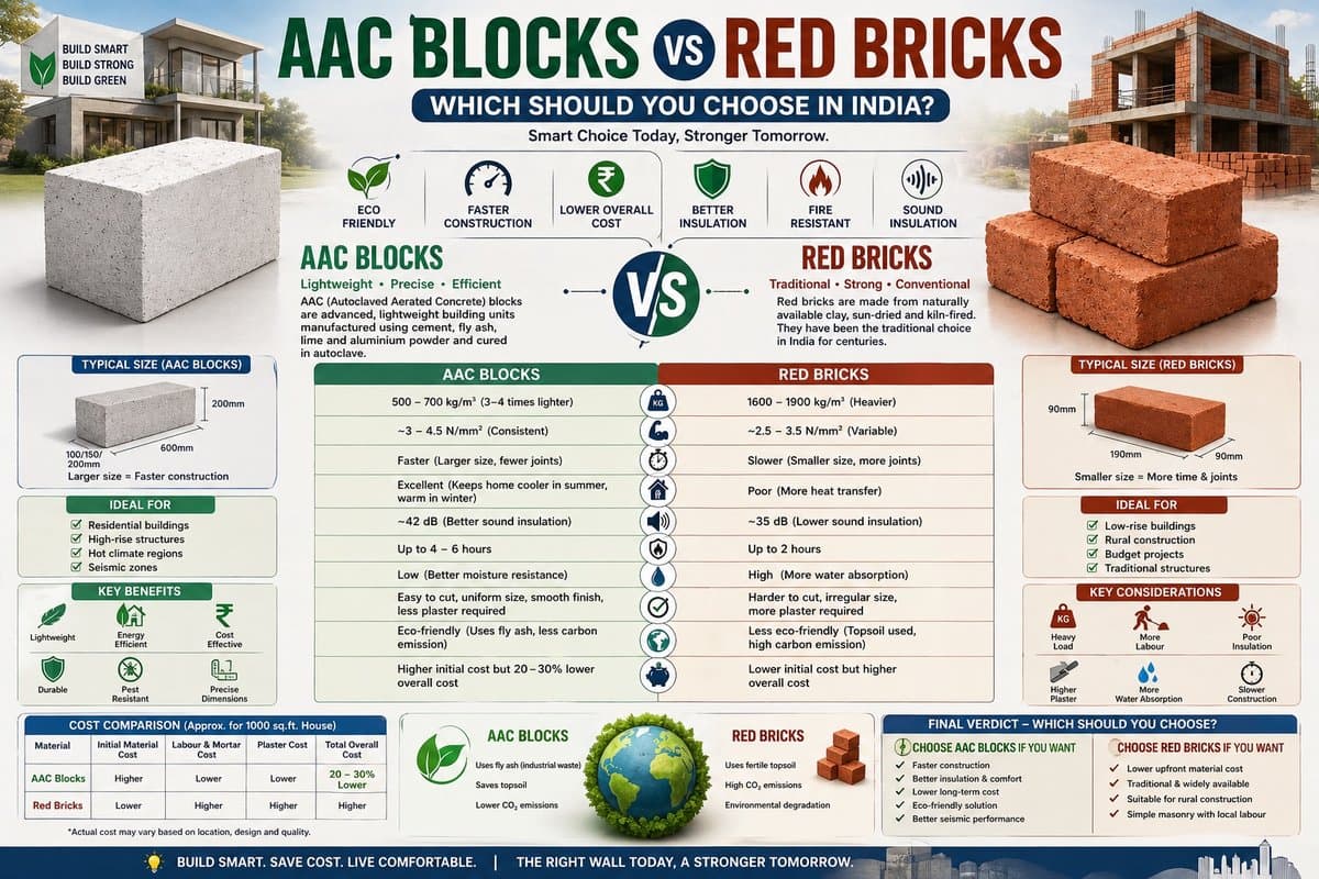 AAC Blocks vs Red Bricks – Which Should You Choose in India?