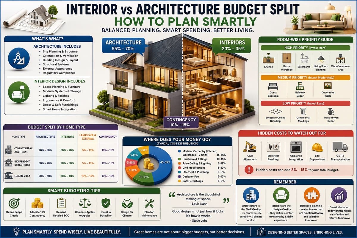 Interior vs Architecture Budget Split – How to Plan Smartly
