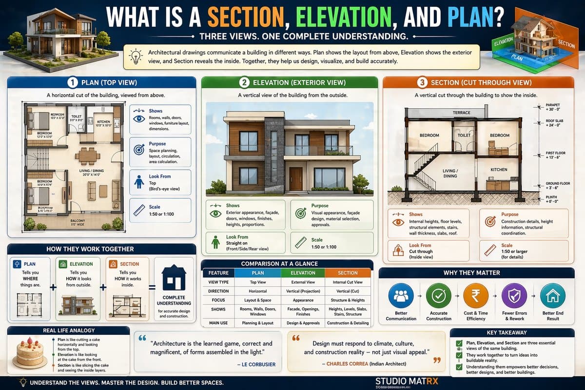 What is a Section, Elevation, and Plan?