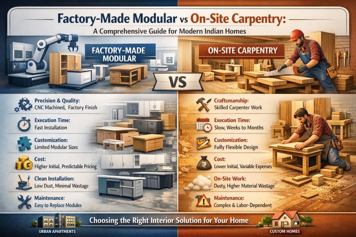 Factory-Made Modular vs. On-Site Carpentry: A Comprehensive Guide for Modern Indian Homes