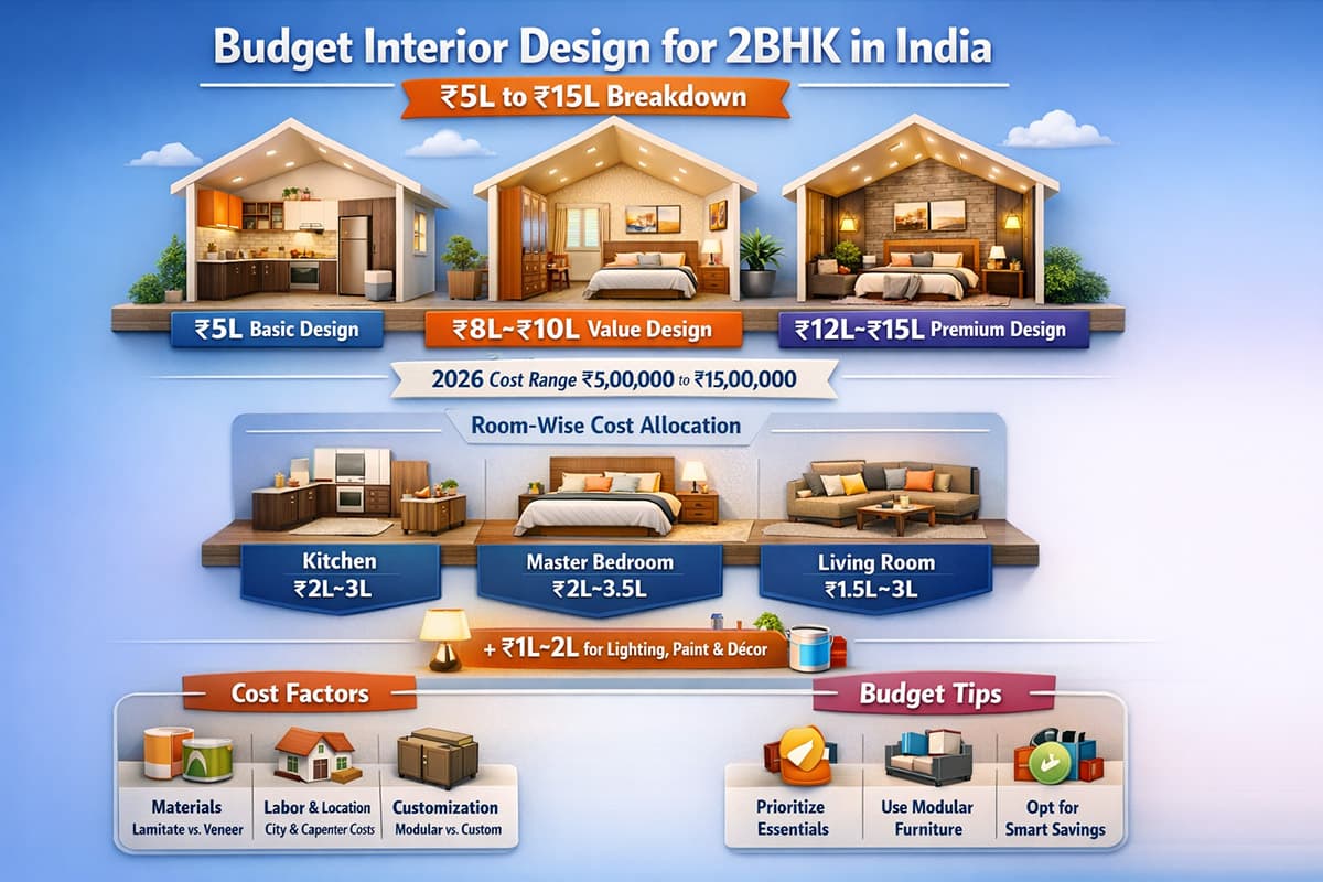 Budget Interior Design for 2BHK in India: ₹5L to ₹15L Breakdown