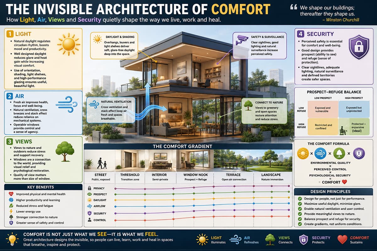 The Invisible Architecture of Comfort: Light, Air, Views, and Security