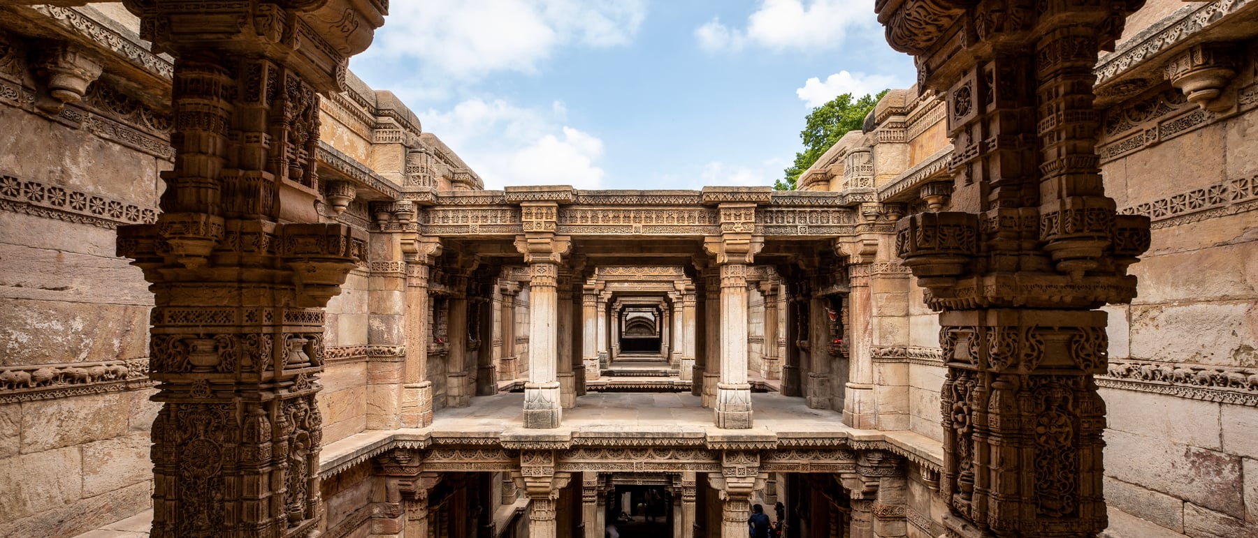 Adalaj Stepwell — Five storeys of carved, shaded, cooled water architecture.