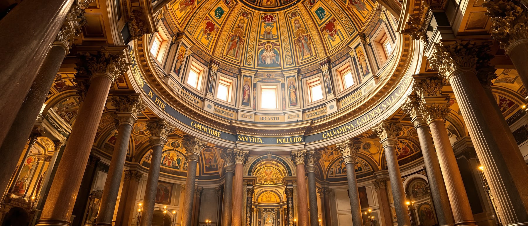 Basilica of San Vitale — Shimmering mosaics in an octagonal plan.