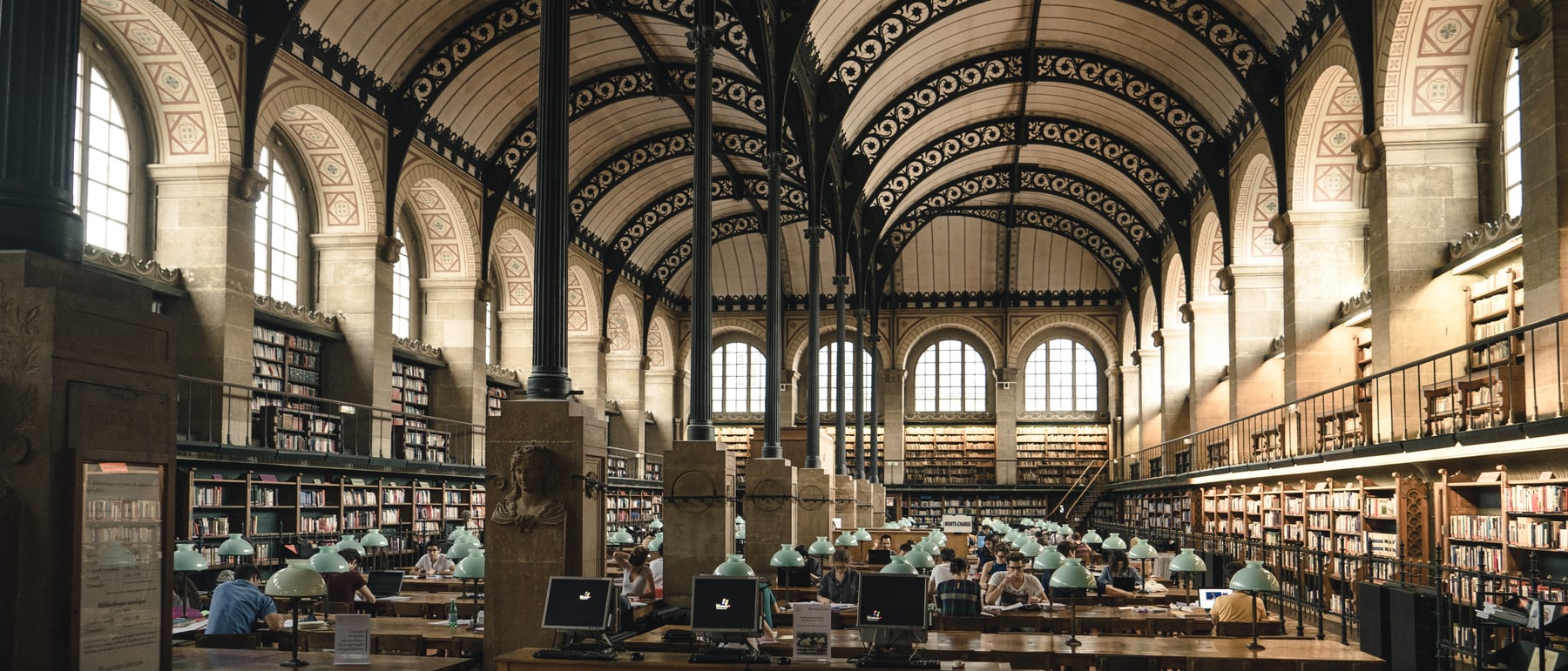Bibliothèque Sainte-Geneviève — Exposed iron structure inside a masonry library.