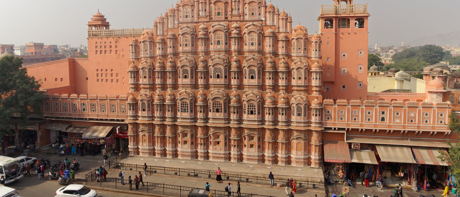 Hawa Mahal — A honeycomb facade of 953 windows for cooling and privacy.
